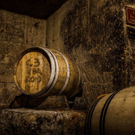 Wine barrels at Maison du Vin in Saint-Émilion