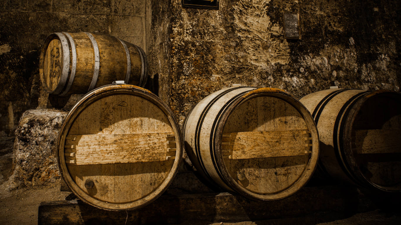 Wine barrels at Maison du Vin in Saint-Émilion